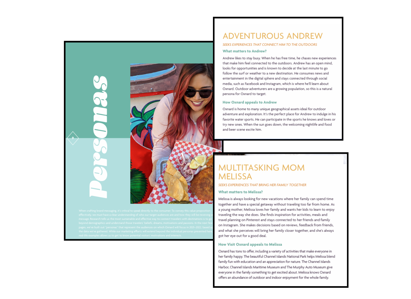 Visit Oxnard's target audience persona showing demographics and travel preferences of their ideal visitors